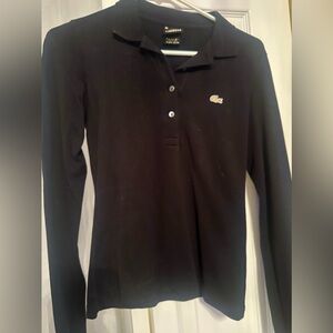 Lacoste Black Polo with Gold Accents